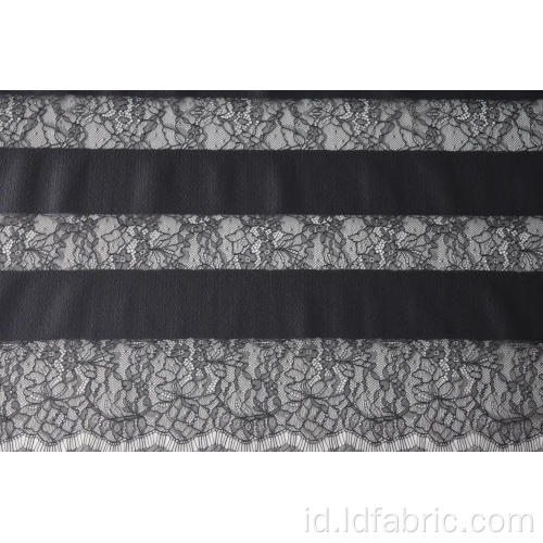 100% Nylon Stripe Panel Kain Renda